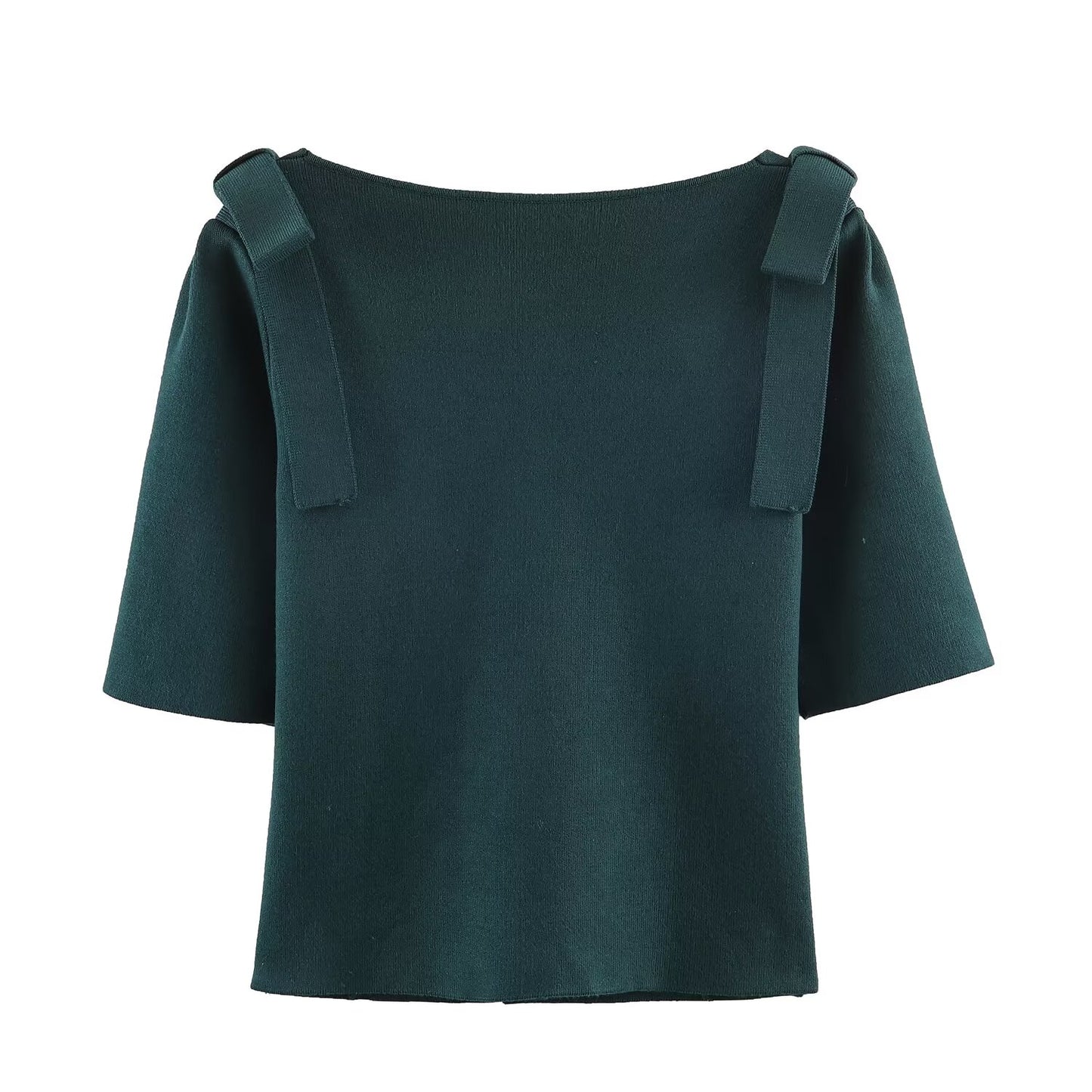 Women's bow decoration short sleeved knitted Coat