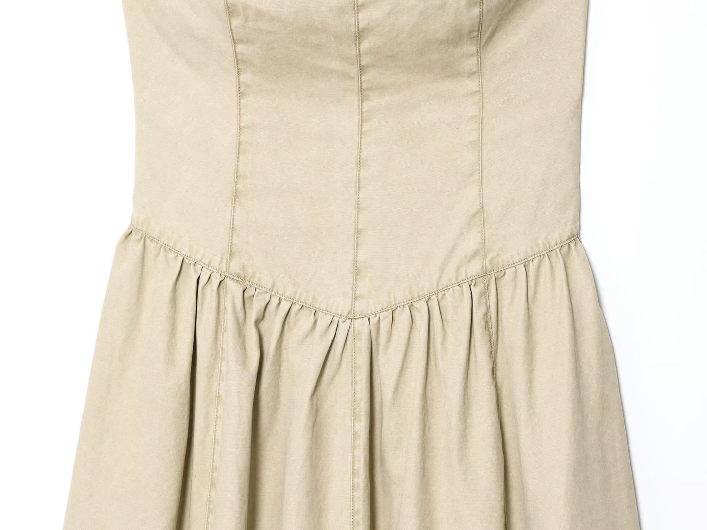 Women's new fashion wide pleated hem sleeveless strapless MIDI dress