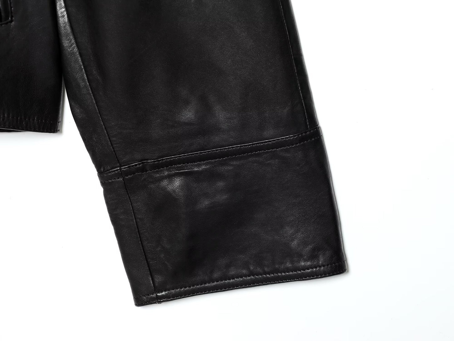 Women's with Belt Black Faux Leather Lapel Coat