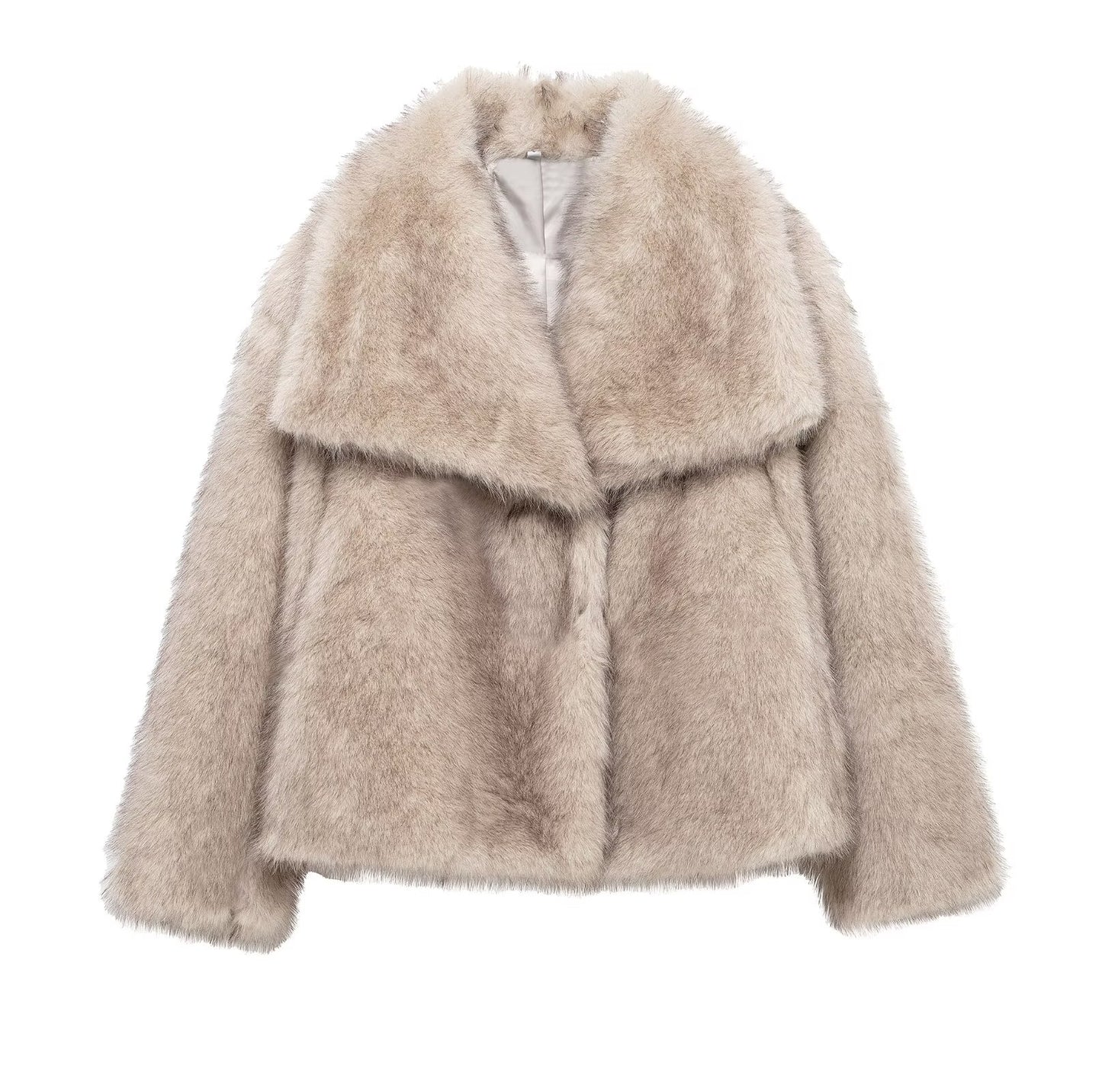 Women's Winter New Artificial Fur Effect Warm Lapel Coat