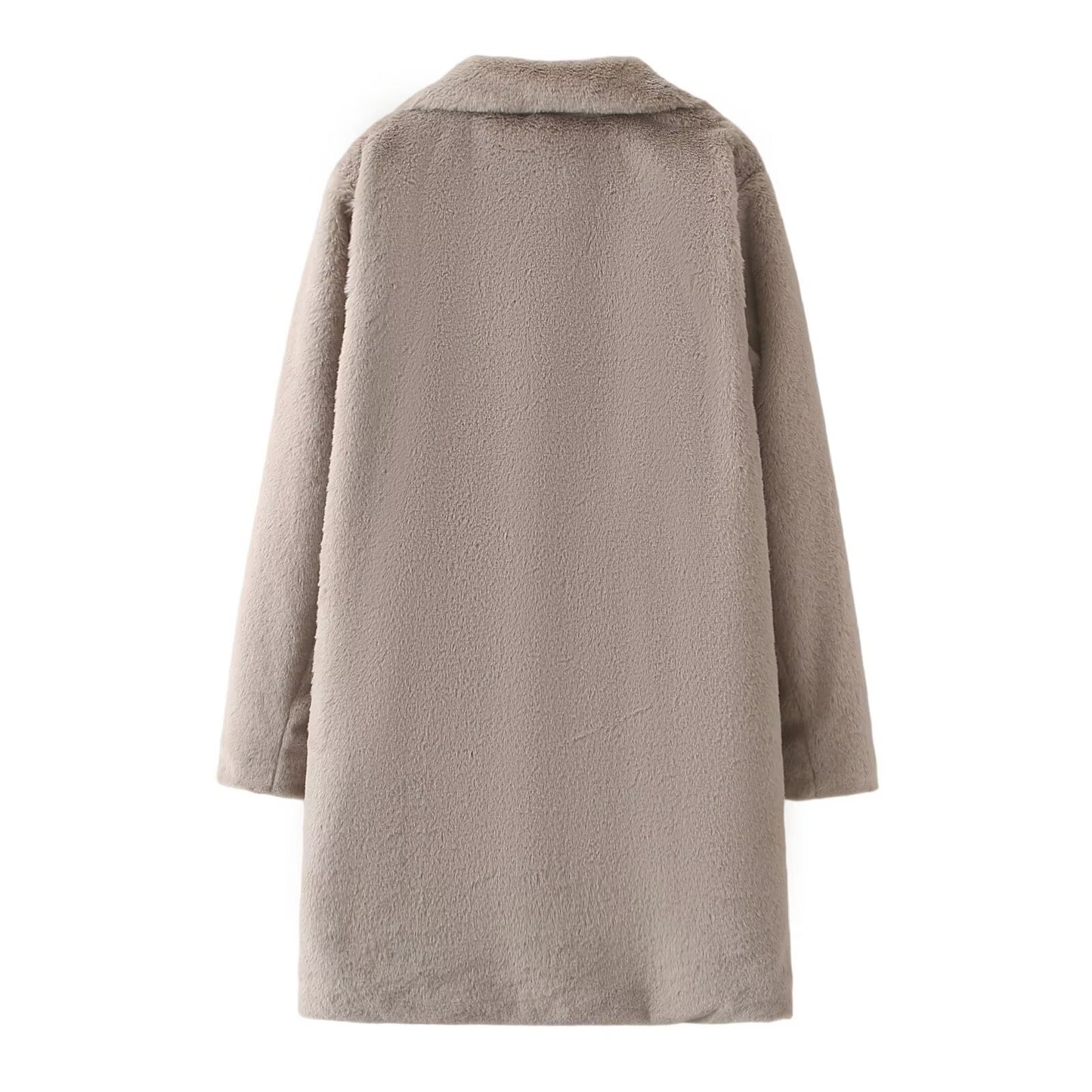 Women's loose thick warm faux fur effect lapel Coat