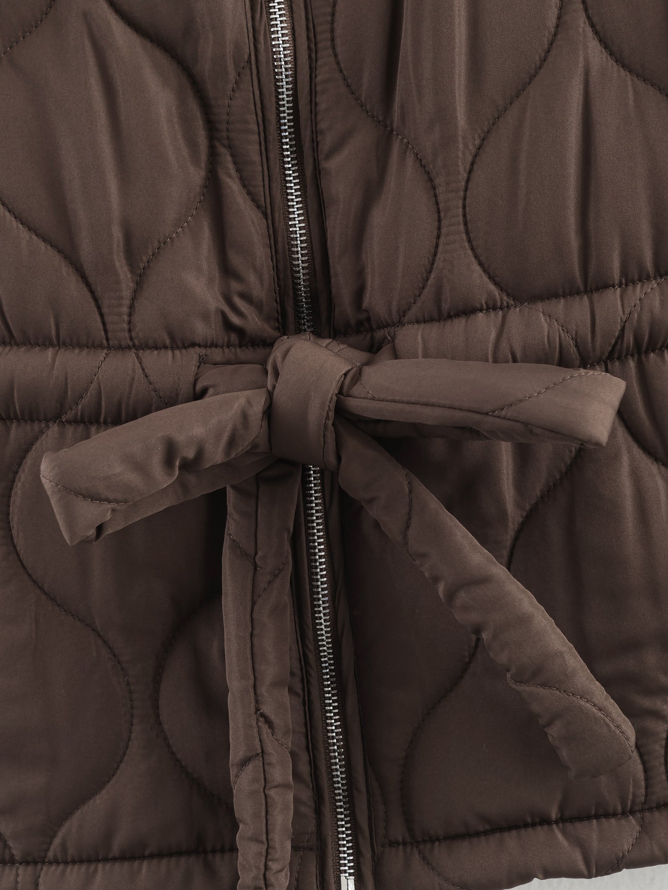 Women's with Belt round neck zipper cotton Coat