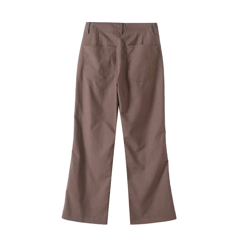 Women's new fashion draped design linen blended micro flared pants