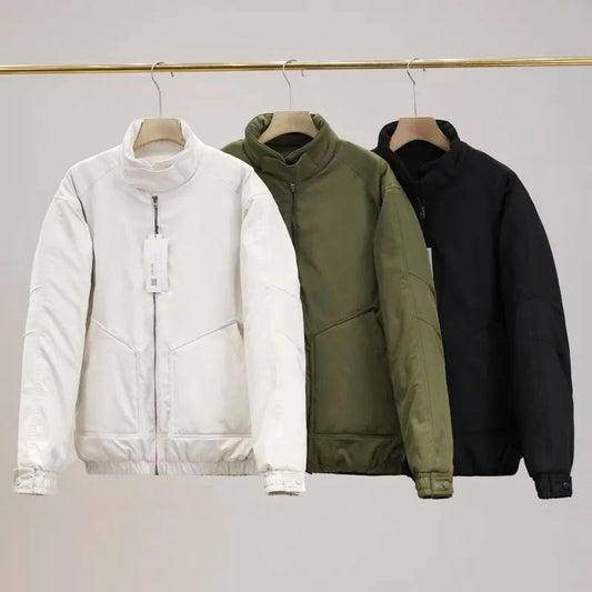 Men's New Fashion Casual Joker Loose Version with Stand-up Collar Cotton-padded Jacket Coat Retro Zipper Men's Cotton-padded Jacket.