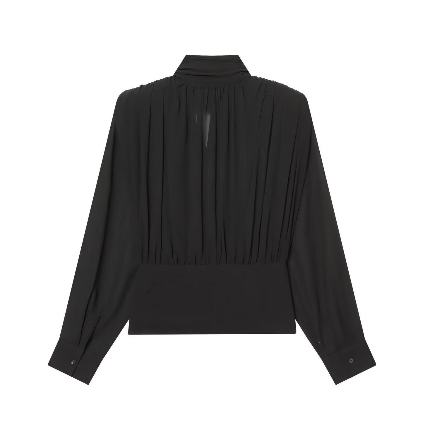 Women's tie decoration pleated chiffon top