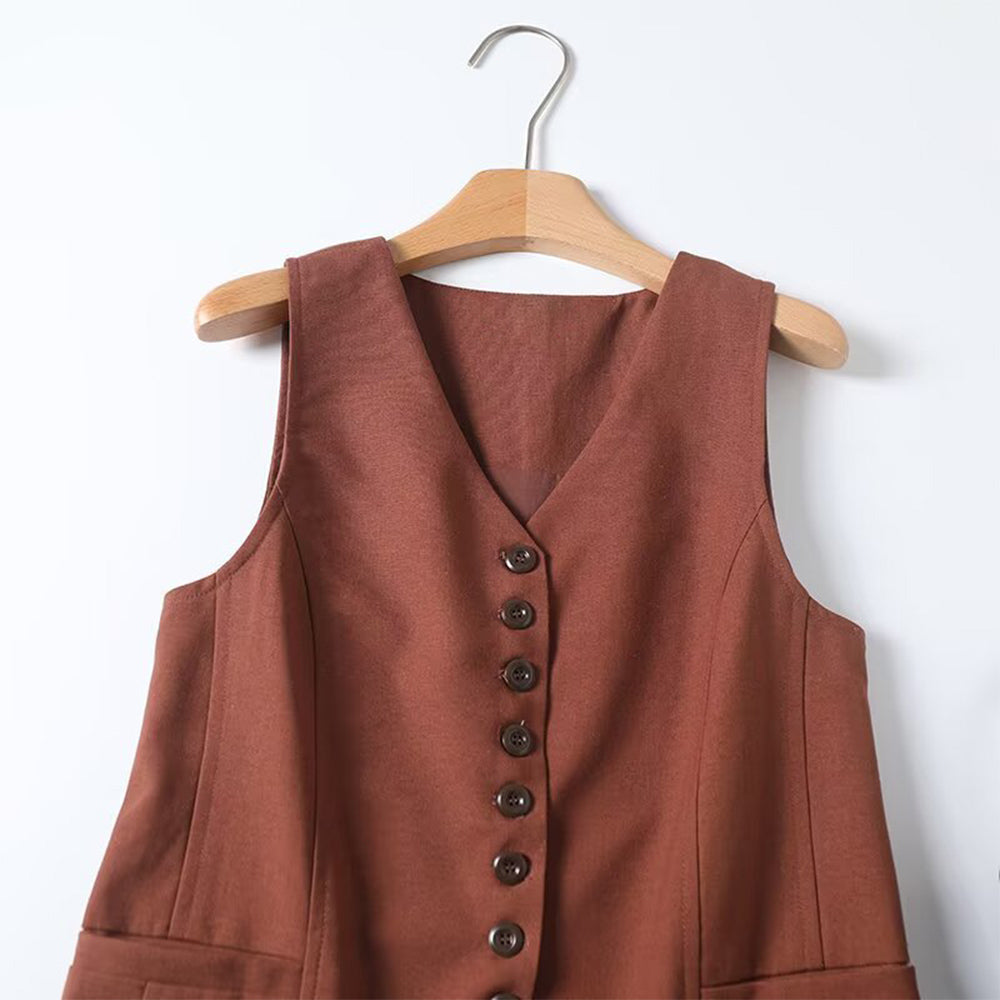 Women's new fashion casual single breasted V-neck suit vest