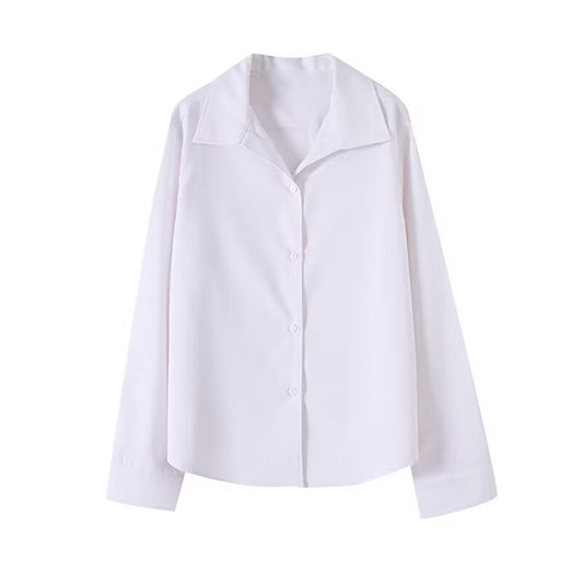 Women's new fashion linen blend long sleeved shirt
