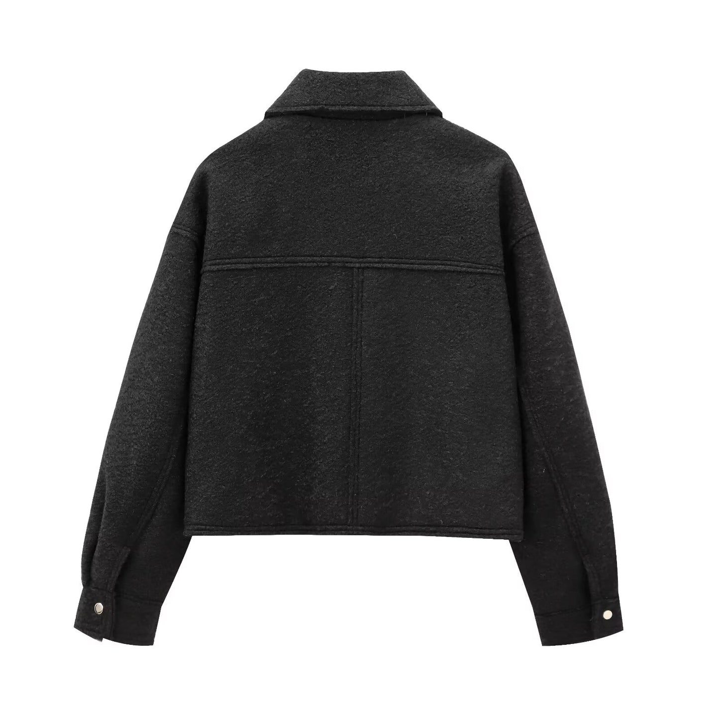 Women's short lapel zipper woolen jacket Coat