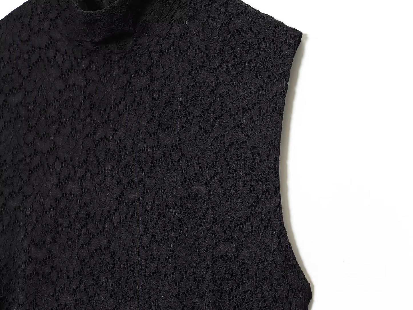 Women's new fluffy hem sleeveless patchwork lace mini dress