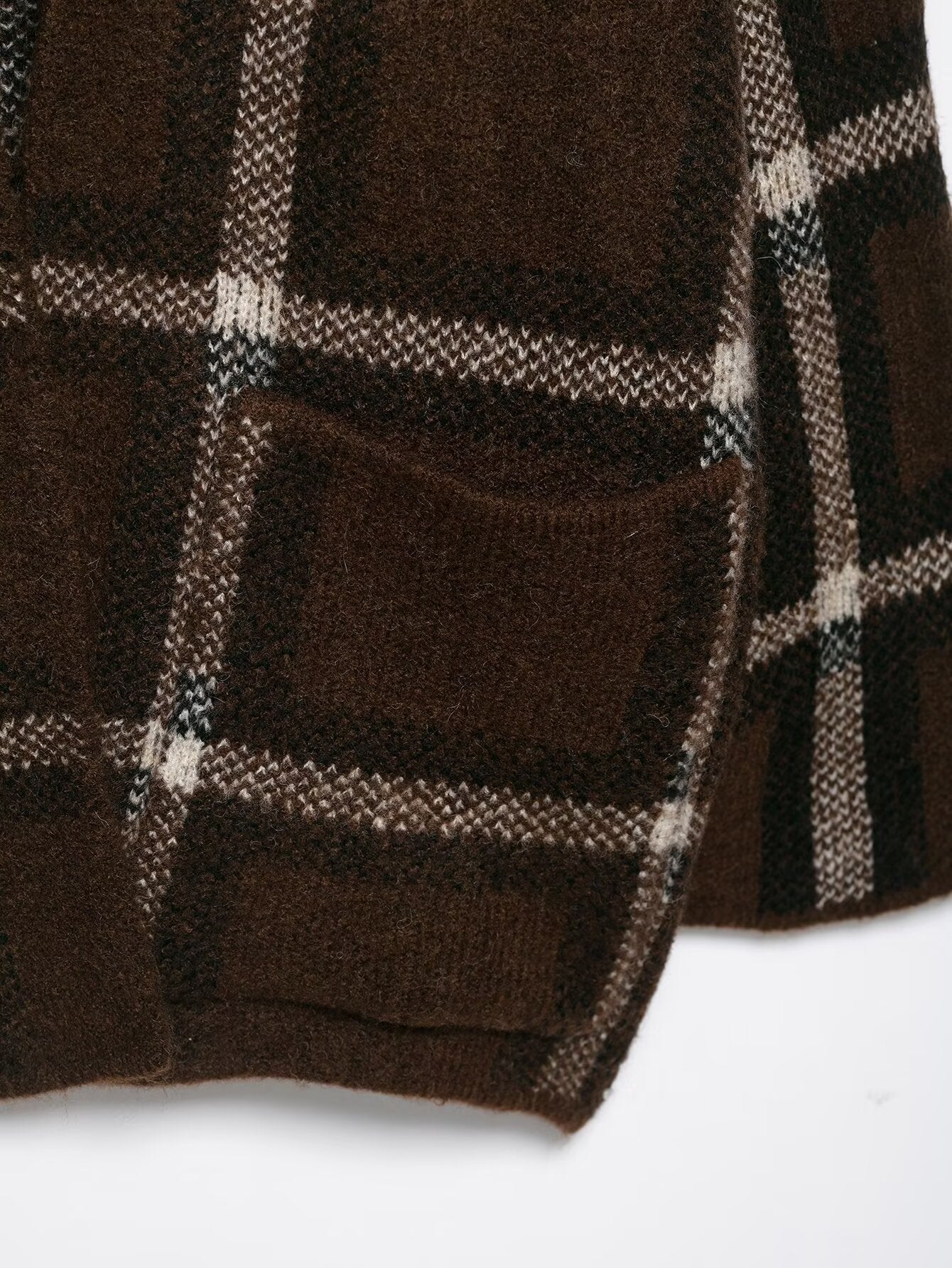 Women's new scarf decoration loose warm plaid knitted Coat