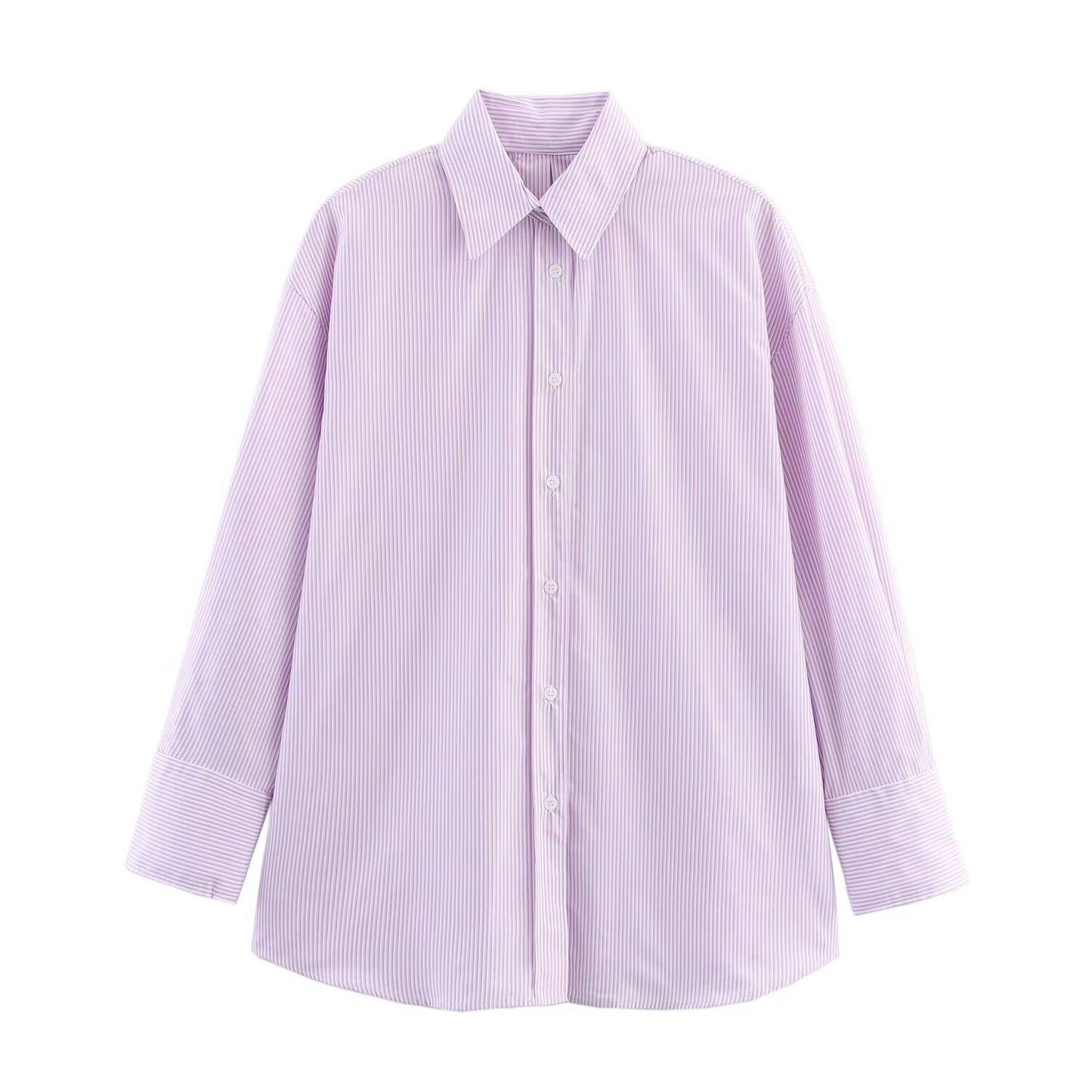 Women's new fashion back bow decoration poplin striped shirt