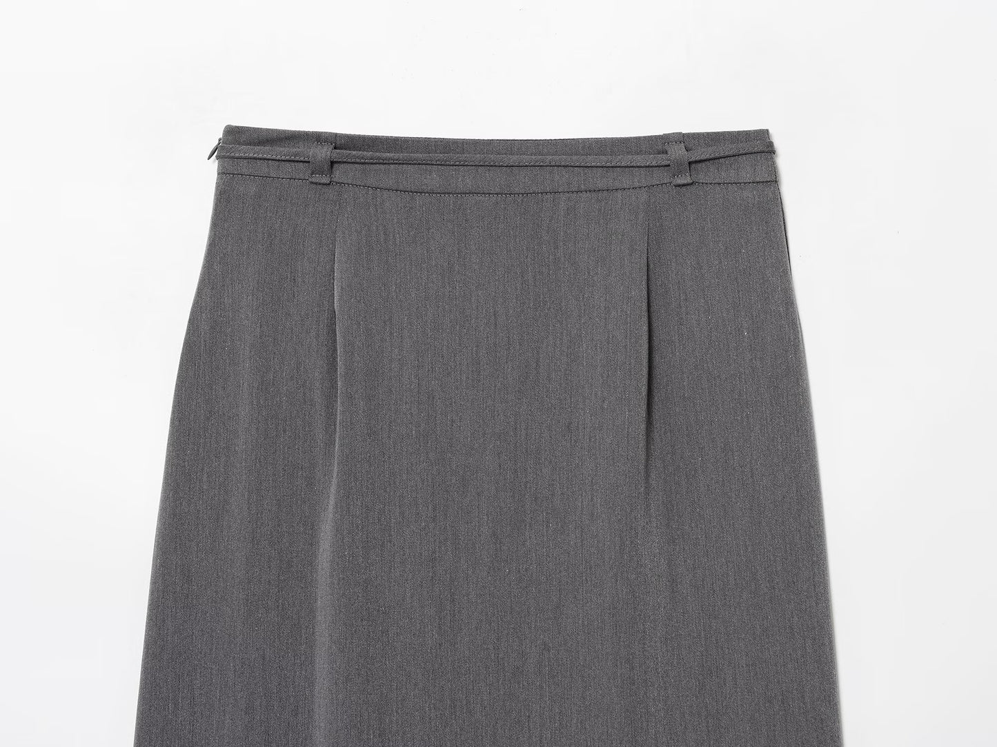 Women's New Fashion With Belt Casual Split Straight Midi Skirt