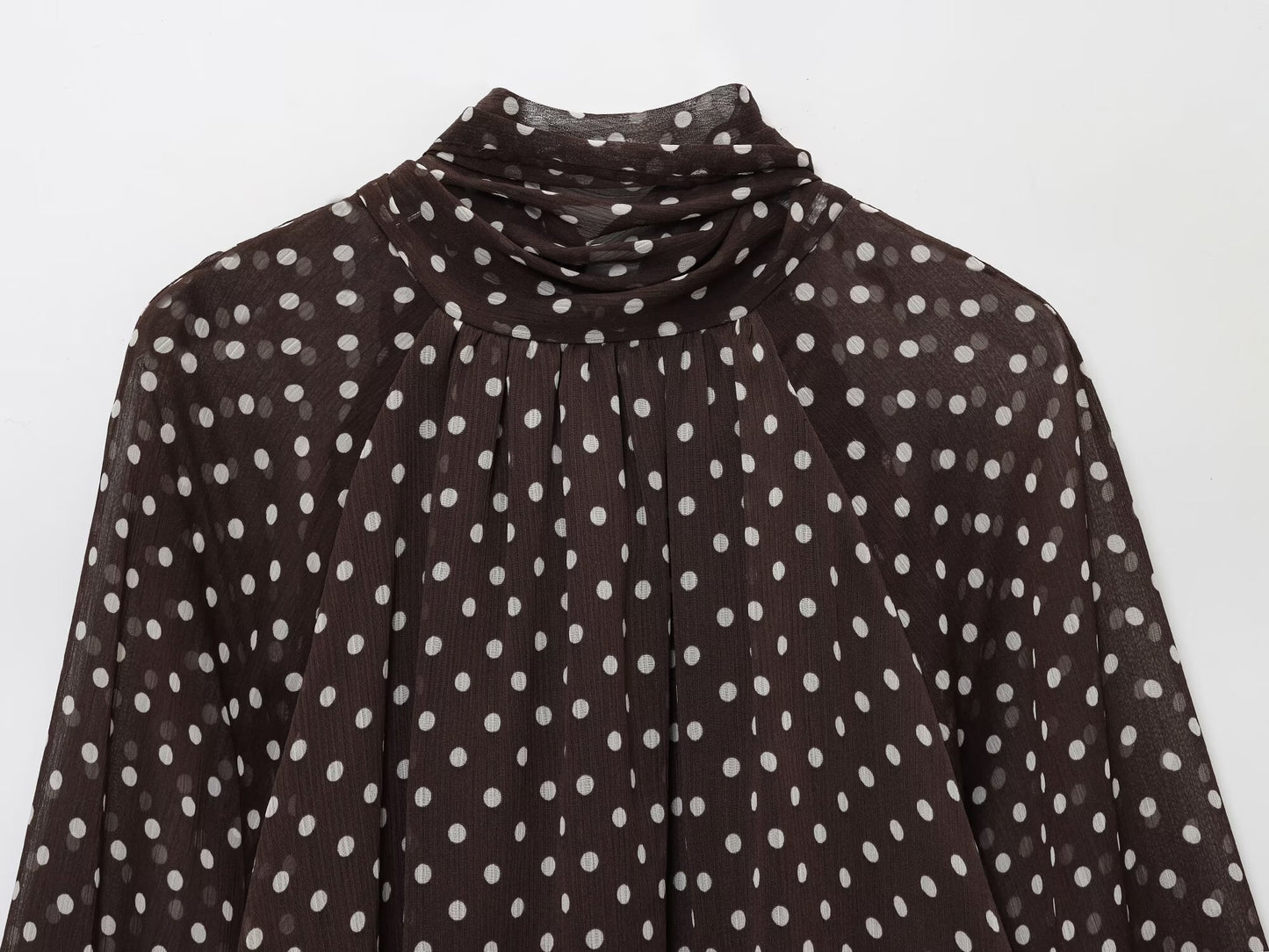 Women's bow decoration polka dot shirt