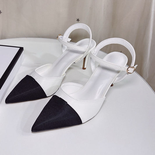 Women's new stitching design pointy high heels have a shoe box