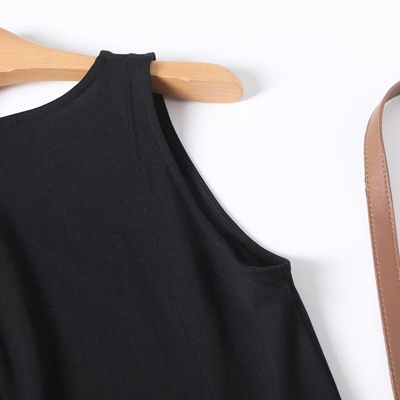 Women's new fashion waist cinched vest style sleeveless top
