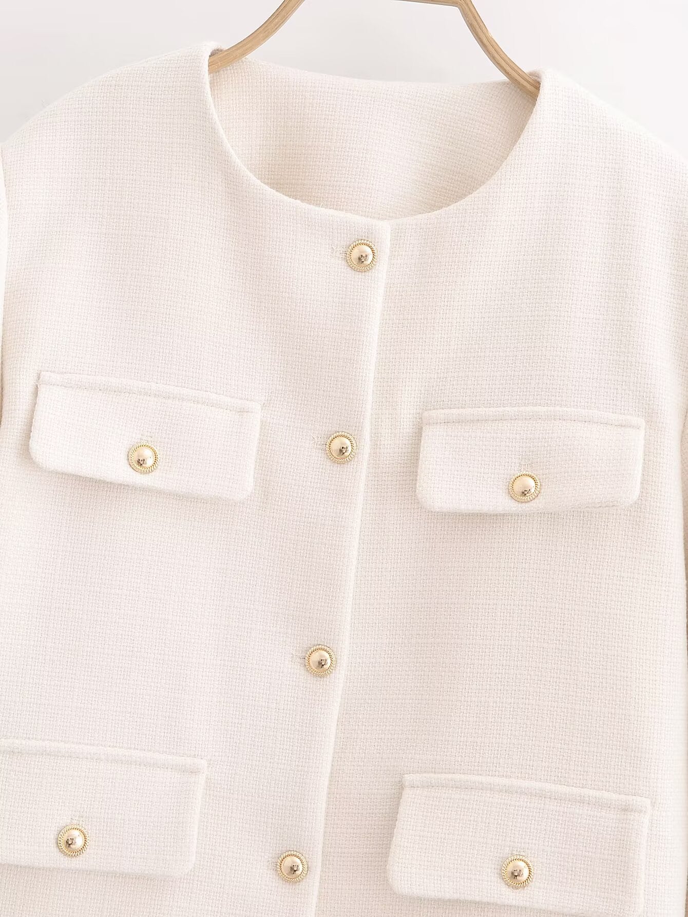 Women's New Short Coarse textile O Neck Coat