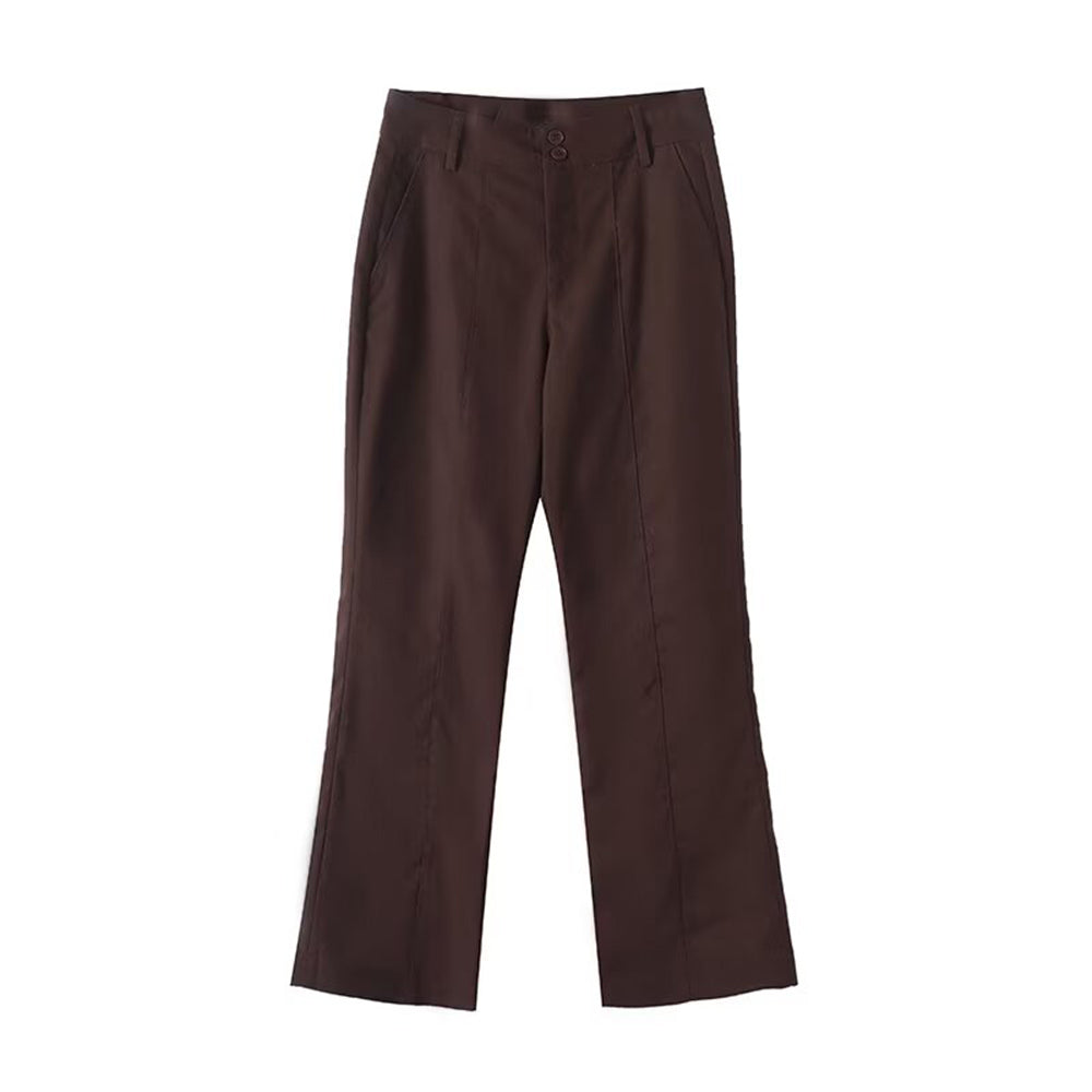 Women's new fashion draped design linen blended micro flared pants