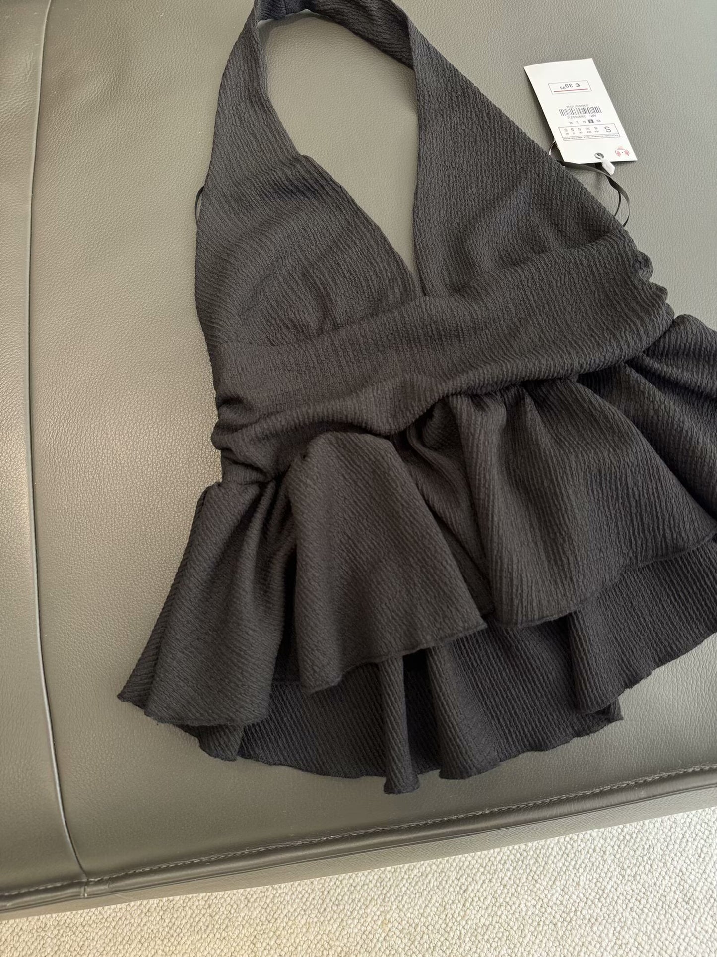 Women's chic fashion layered decoration hanging neck top