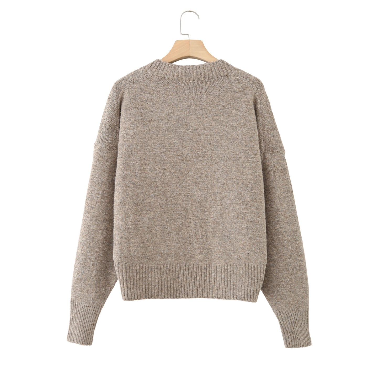 Women's soft textured loose V-neck knitted sweater