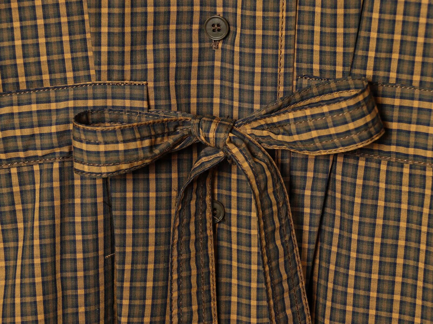 Women's bow decoration casual checkered shirt