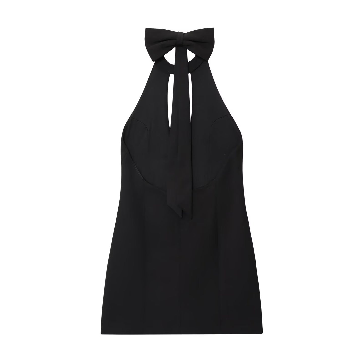 Women's new fashion bow decoration sexy hanging neck mini dress