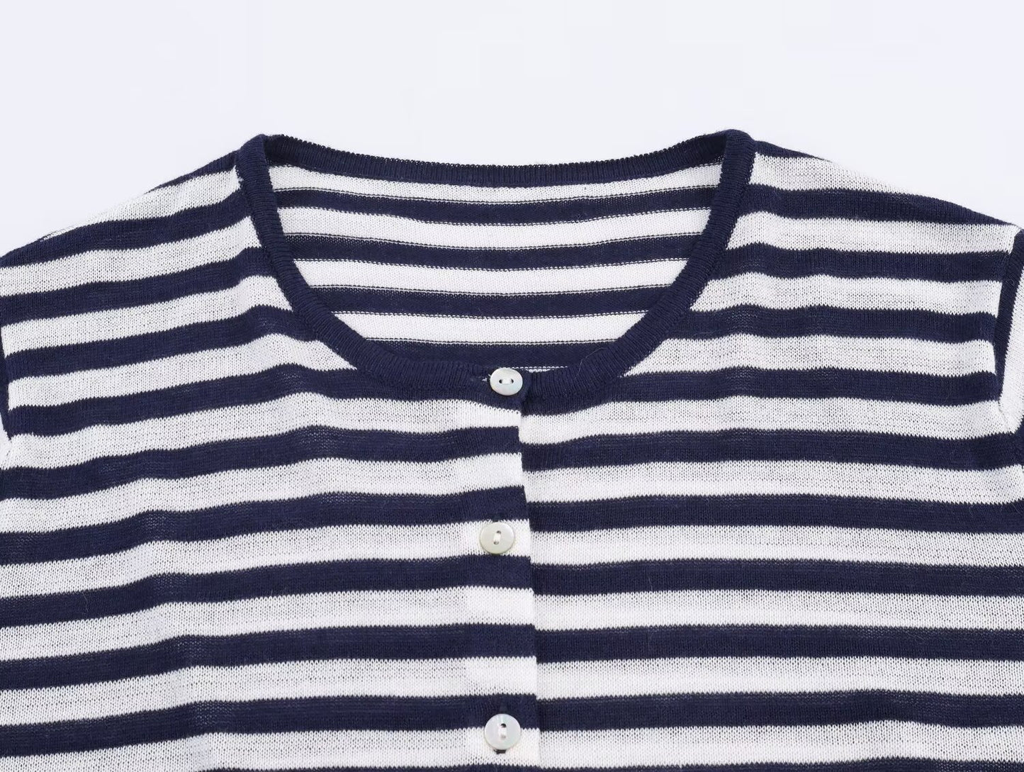 Women's comfortable O Neck striped knitted Coat