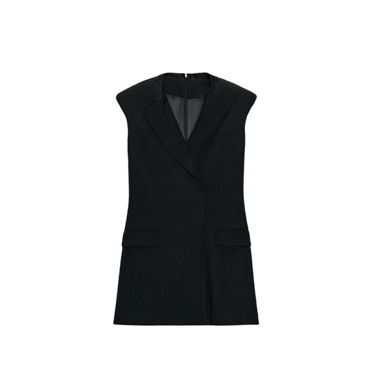 Women's with shoulder pads sleeveless lapel mini dress