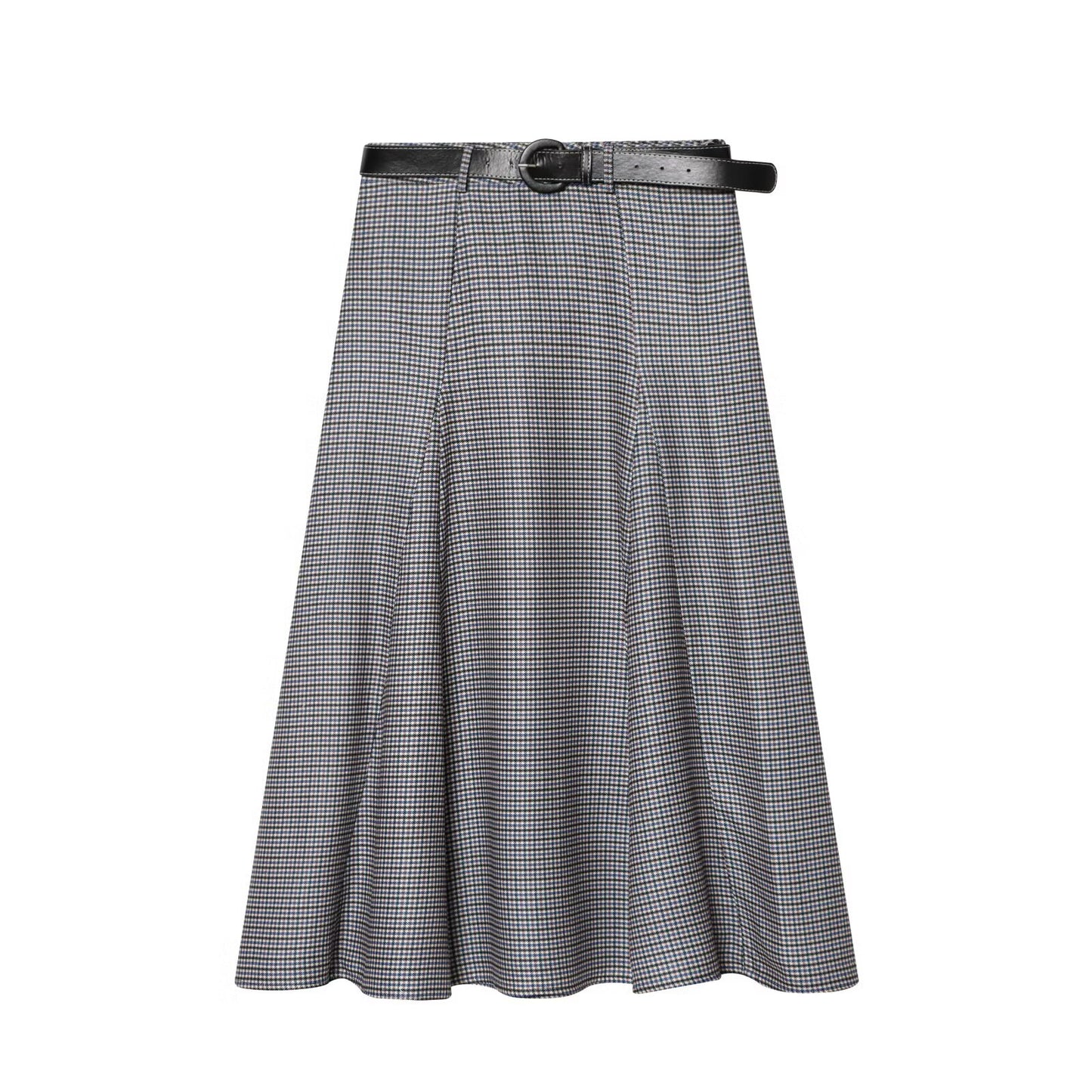 Women's With Belt Casual Plaid Midi Skirt