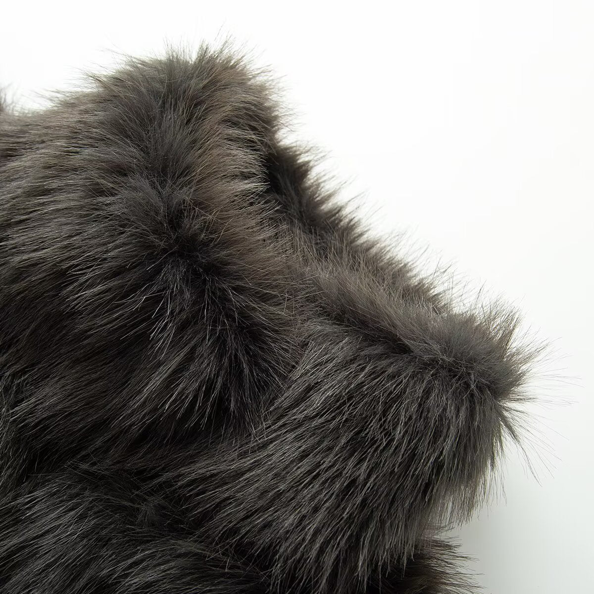 Women's short faux fur effect stand collar Coat