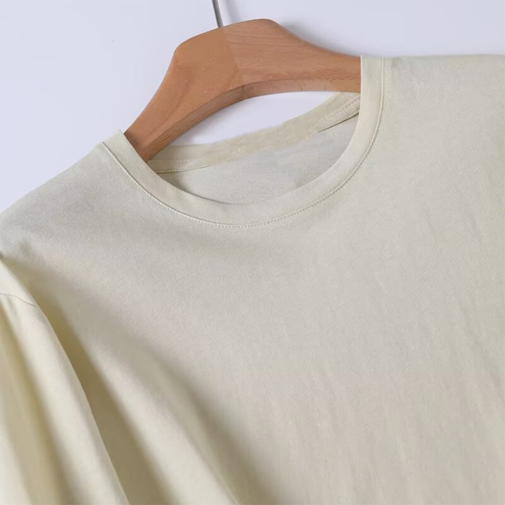 Women's new round neck long sleeved cotton T-shirt