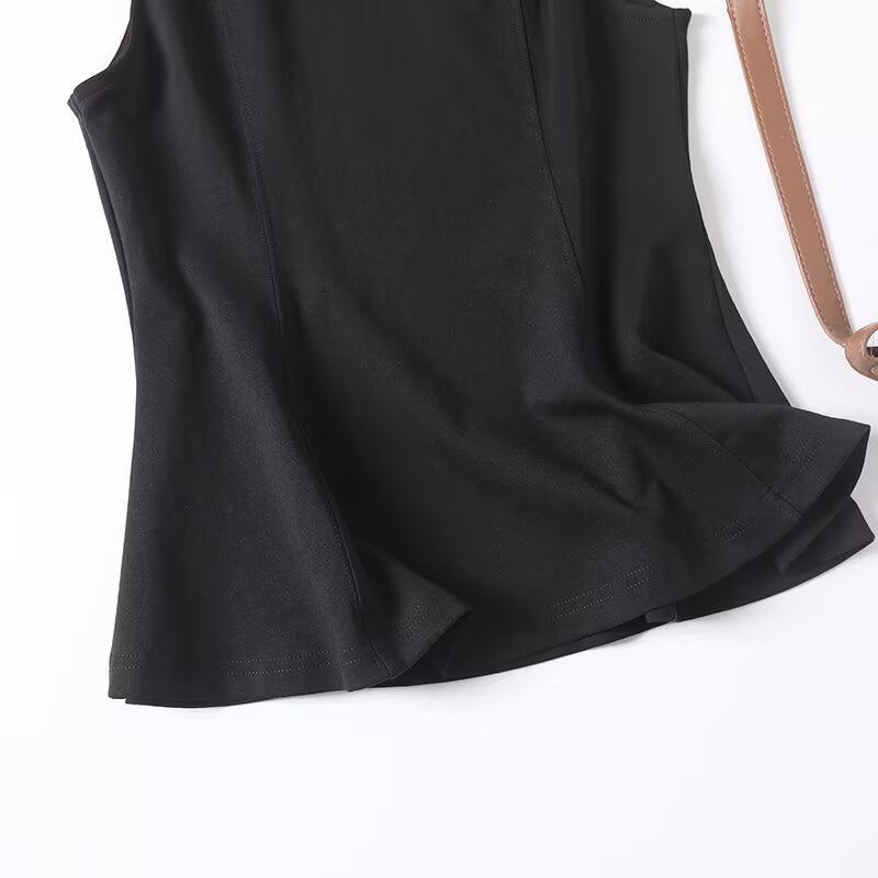 Women's new fashion waist cinched vest style sleeveless top