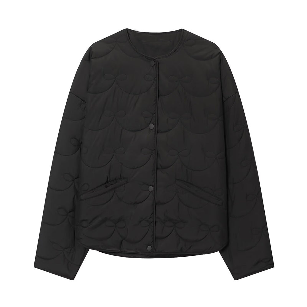 Women's 2025 new fashion bow decoration warm quilted Coat