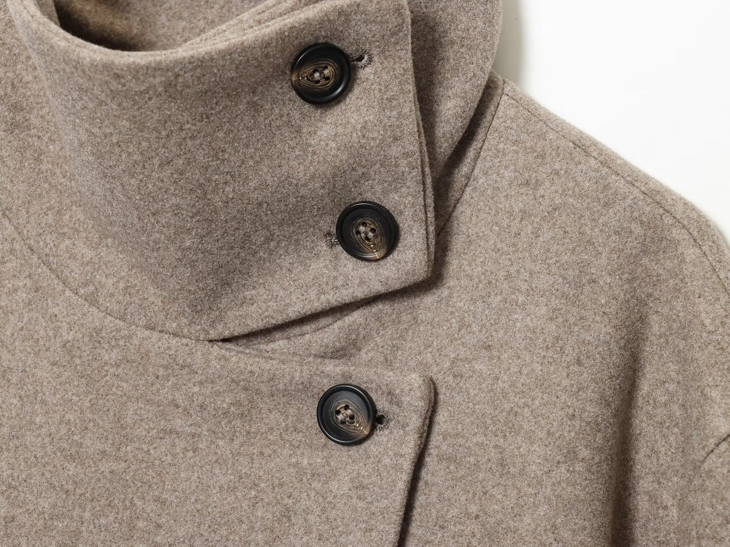 Women's loose standing collar warm woolen coat