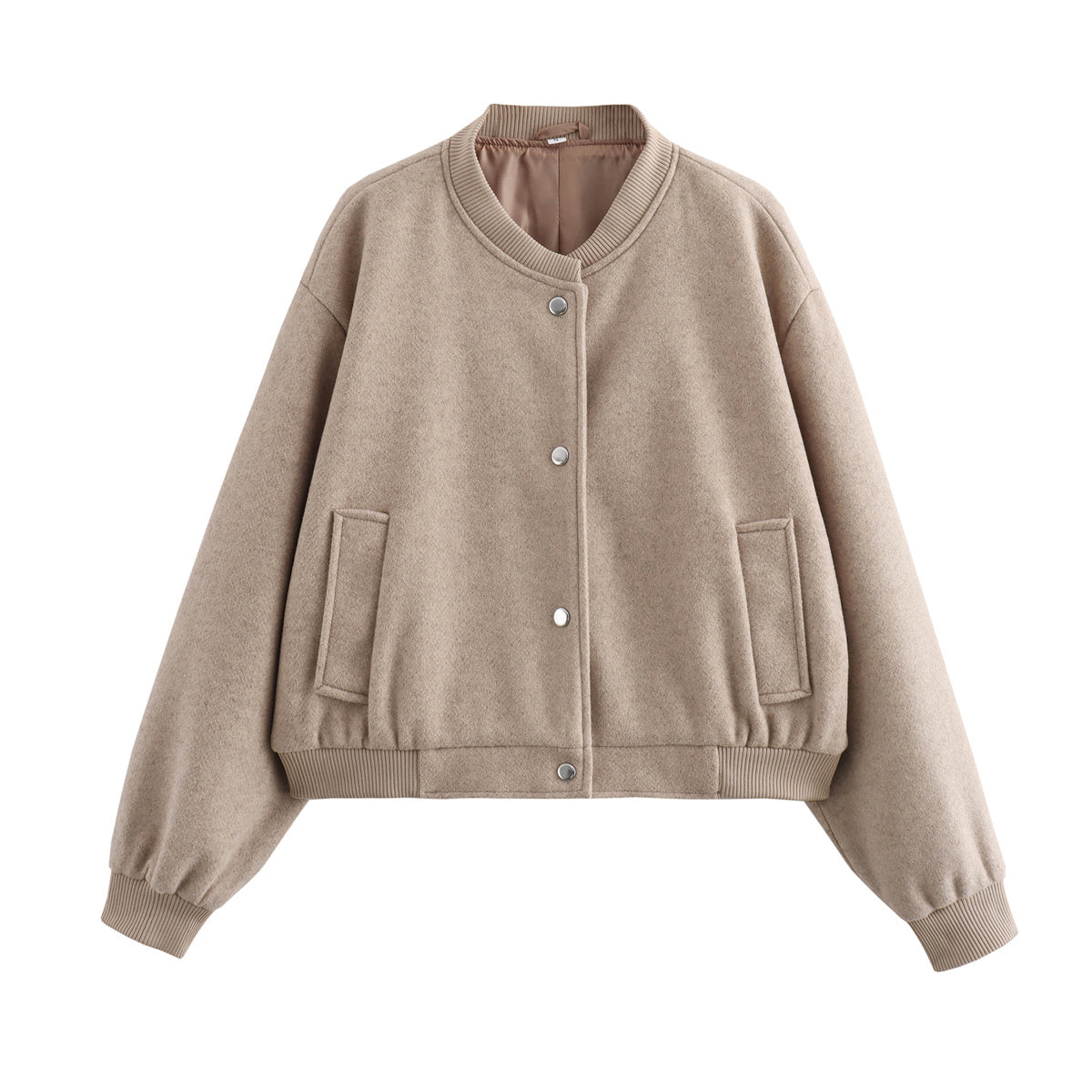 Women's short soft textured woolen jacket Coat
