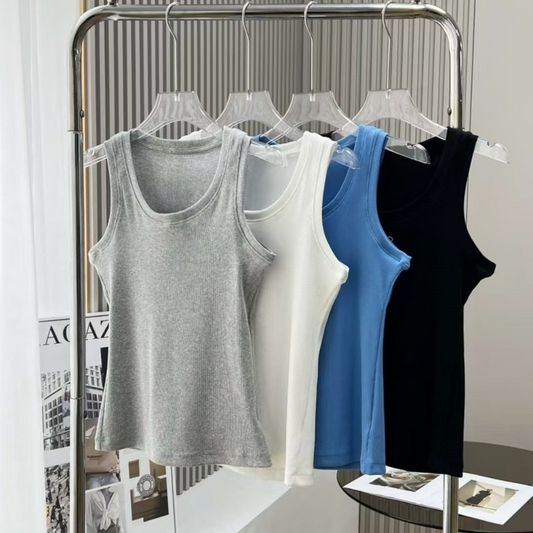 2026 women's new fashion Joker sports embroidery slim threaded vest