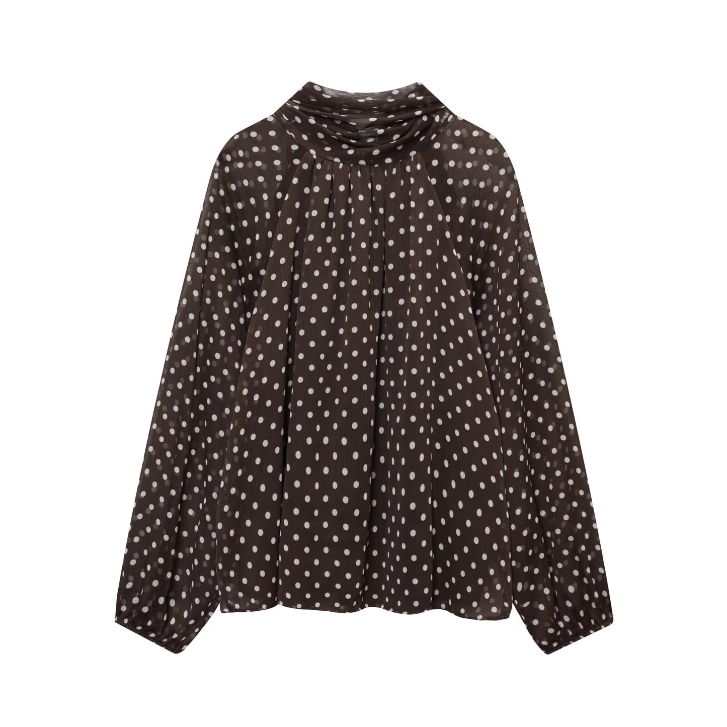 Women's bow decoration polka dot shirt