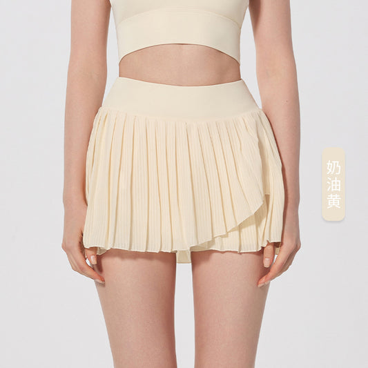 Women's new pleated high waist slim fitness yoga skirt