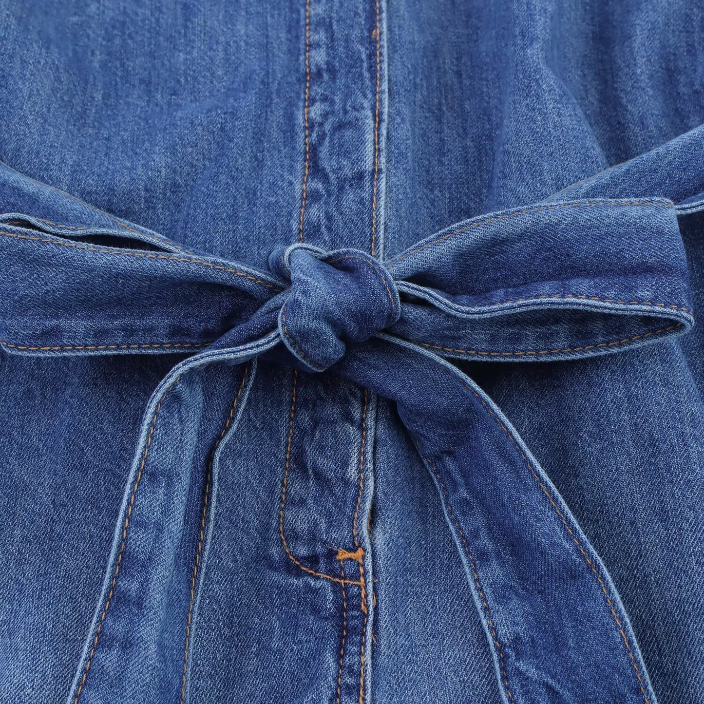 Women's new fashion with Belt short sleeved denim jumpsuit