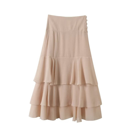 Women's new fashion casual ruffled Midi princess skirt