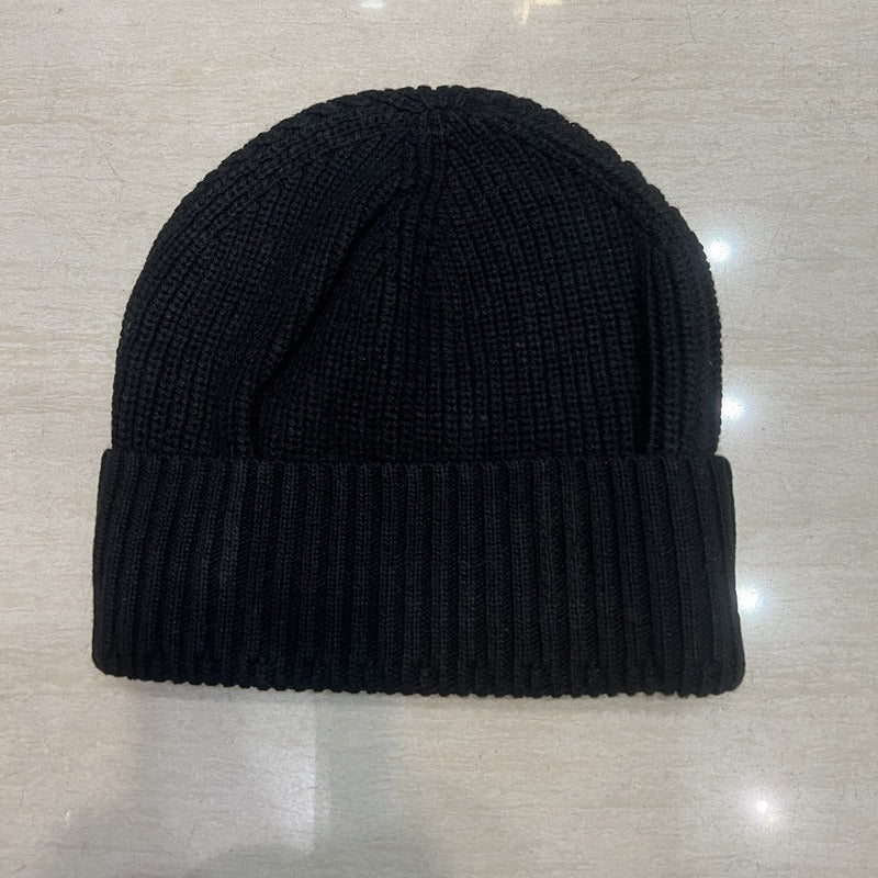 New embroidered solid color wool hat cold knitted wool hat