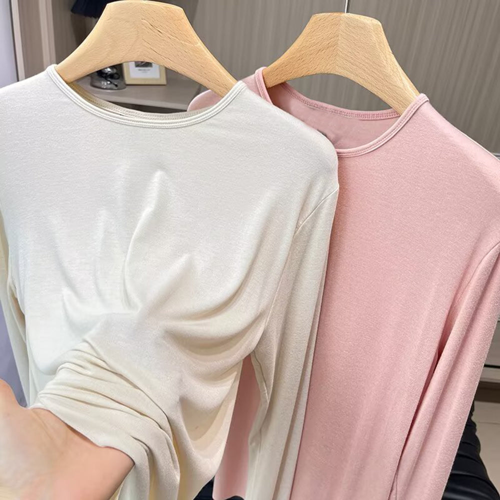 Women's new fashion long sleeved basic style solid base T-shirt