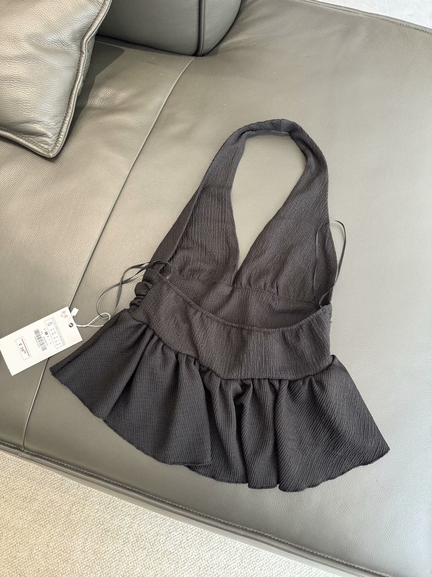 Women's chic fashion layered decoration hanging neck top