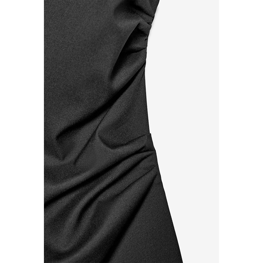 Women's with shoulder pads sleeveless pleated mini dress