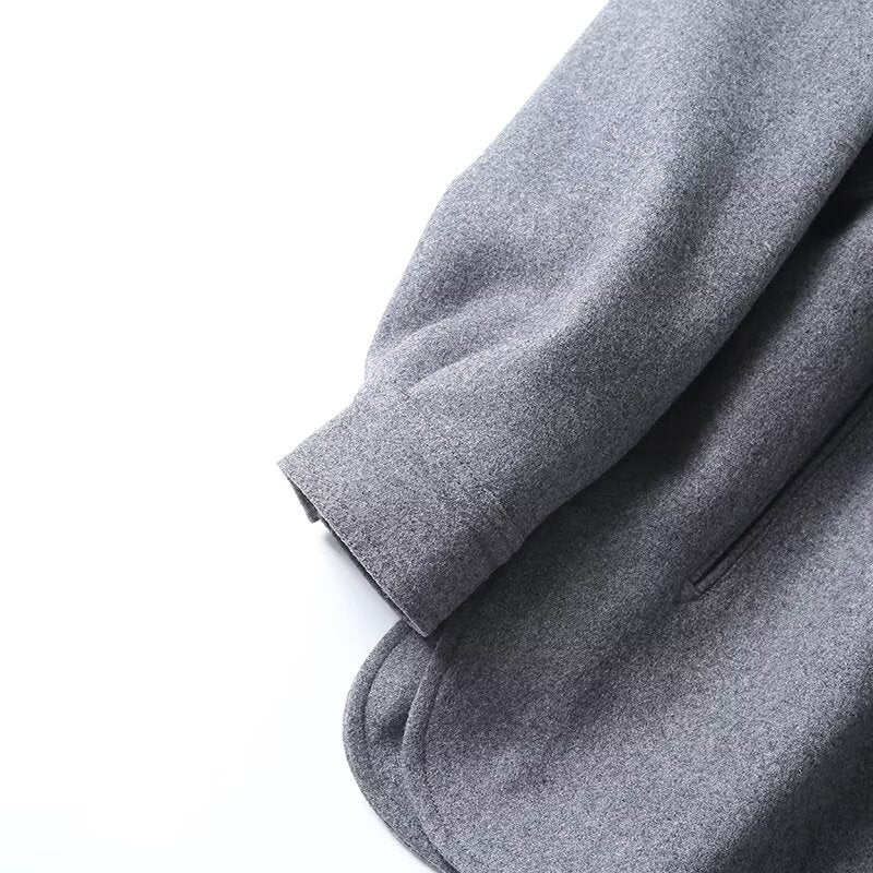 Women's with Belt wool blended flannel shirt Coat