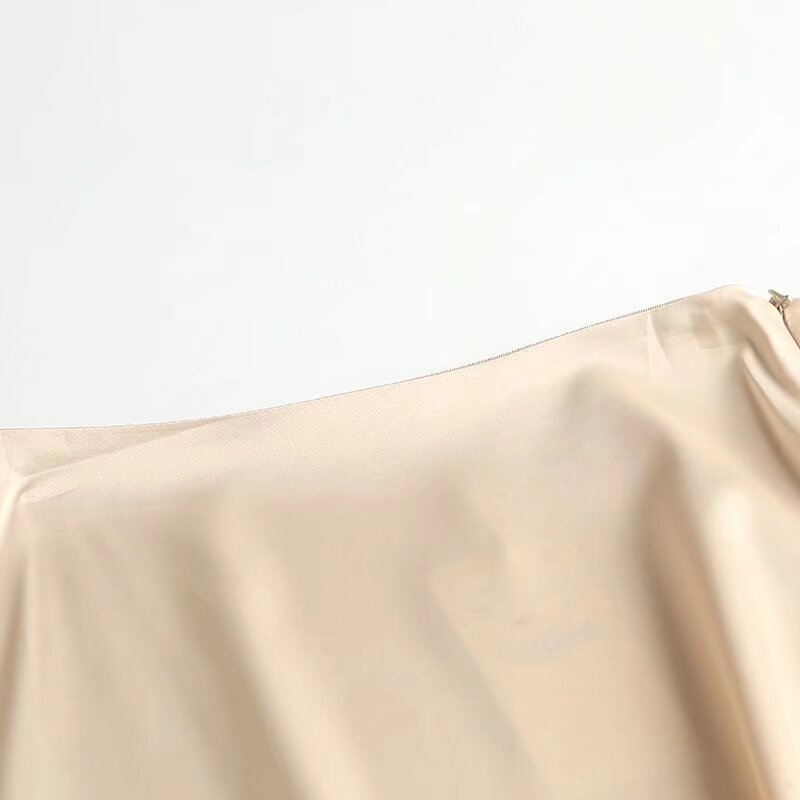 Women's new satin textured draped Midi skirt