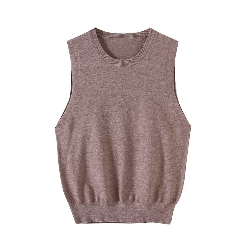 Women's new fashion casual basic style O Neck knitted vest