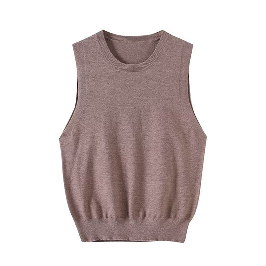 Women's new fashion casual basic style O Neck knitted vest