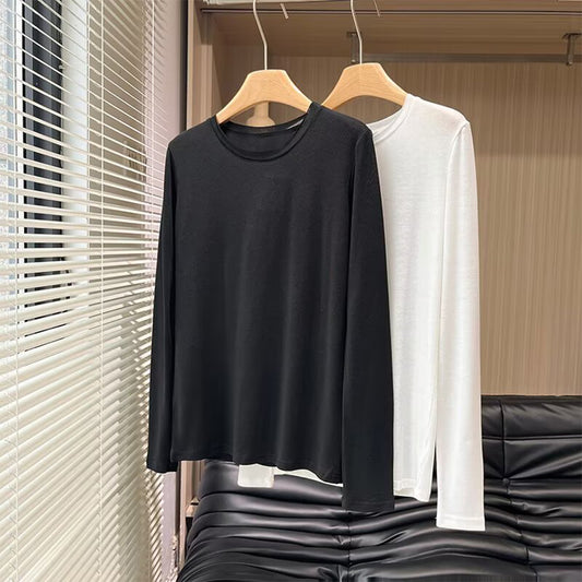 Women's New Fashion Long Sleeve Cotton Micro Transparent T-shirt Top