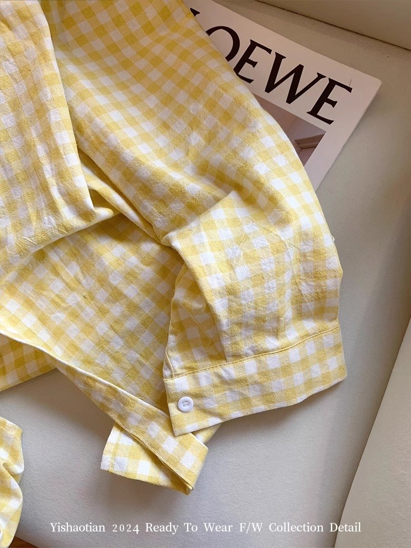 Women's New Fashion Joker Embroidered Cotton Plaid Sunscreen Shirt