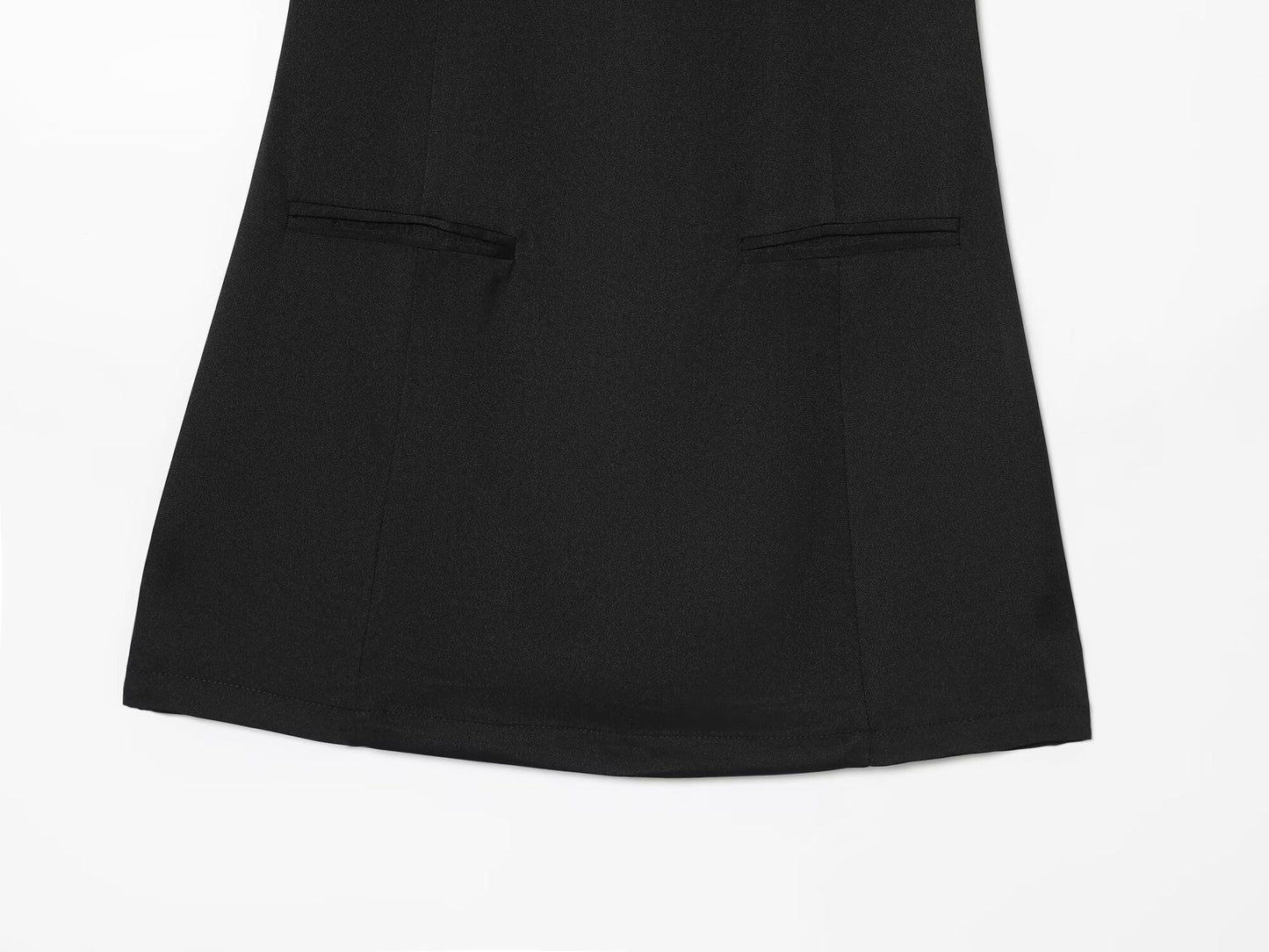 Women's 2025 new black short sleeved pleated mini dress